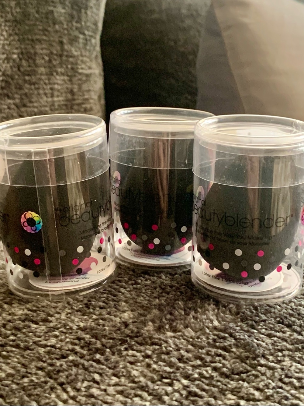 (Set of 3) Beautyblender Black Makeup Sponge with Clear Protective Case